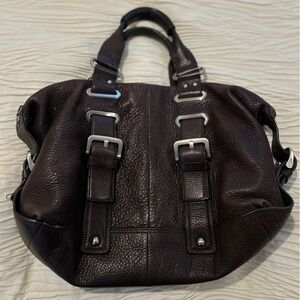 KENNETH COLE NEW YORK SOFT BROWN LEATHER HAND BAG LARGE satchel hobo Chloe